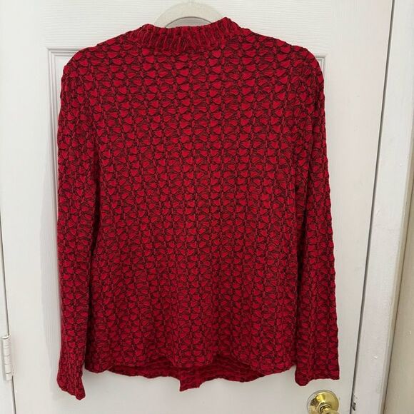 Habitat Clothes to Live In Honeycomb Texture Cardigan Size Small Red Black - Picture 4 of 4